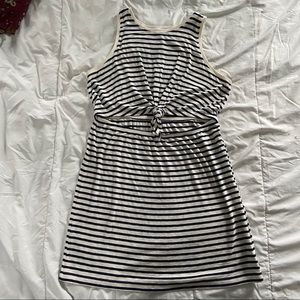 Cotton striped tie front dress
